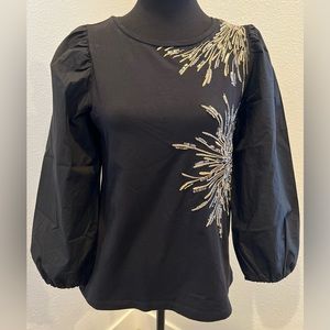 Chico’s Black and Gold Fireworks Top Size 0 (US Size 4)